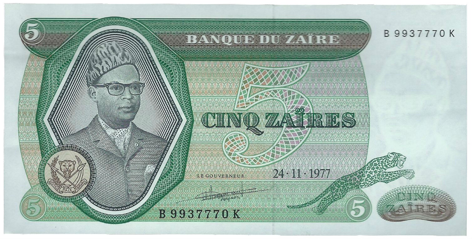 Zaire 5 1977 UNC P-21/b